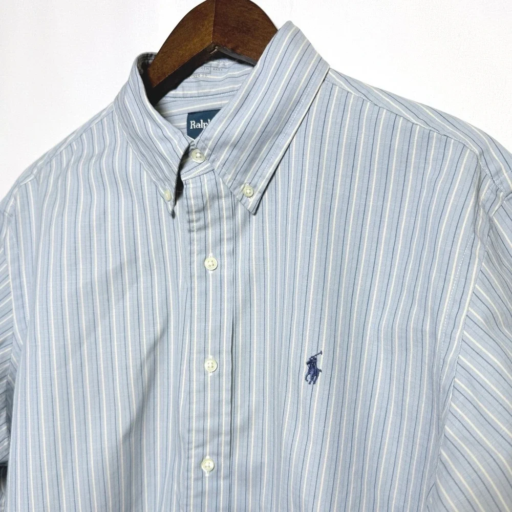 Custom Ralph Lauren Mens Blue White Striped R.L. Academy Bleecker St Shirt XL